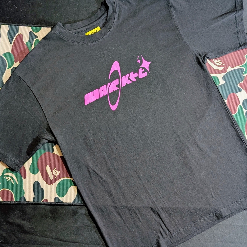 MARKET Black Tee with Purple Graphic Mens Size Lrg New With Out Tags